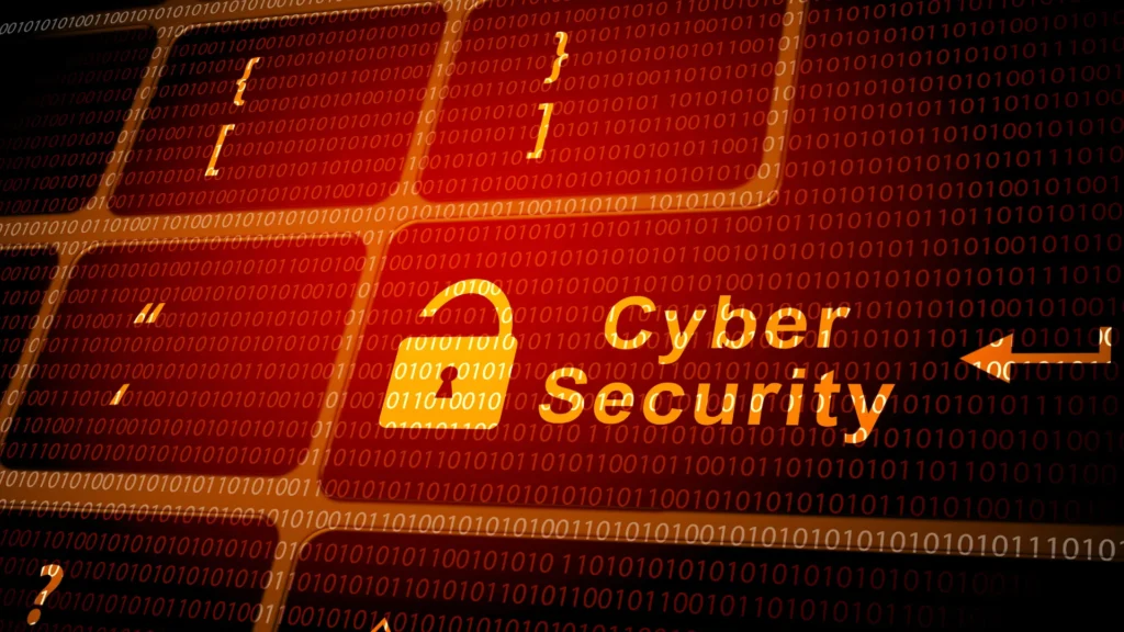 "Keyboard with a lock icon and binary code, illustrating the role of Cyber Security SEO in online protection and visibility